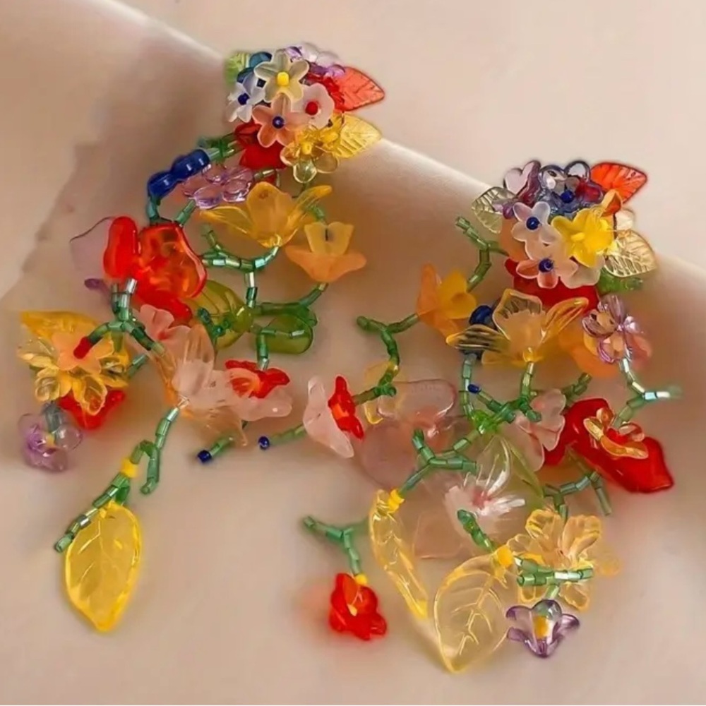 Colorful Floral Beaded Earrings